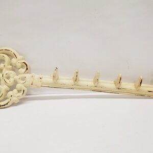 Cast Iron 12" Long Key Shaped Keychain Holder Hooks